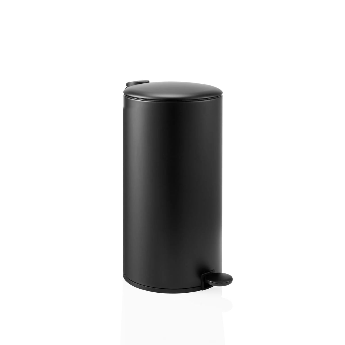 Papelera negra CLEAN STEP 2 con tapa y pedal de hjh OFFICE – vista de 360° (vista frontal en diagonal 45°)