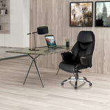 Sillón de alta gama PRADO negro de cuero sintético con base de estrella y ruedas de hjh OFFICE