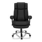 Silla giratoria BUILDER XXL I negra de cuero sintético con base de estrella y cinco ruedas de hjh OFFICE – vista de 360° (vista frontal 0°)