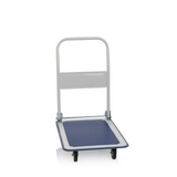 carretilla de transporte CARRY azul y blanca con asa plegable y cuatro ruedas de hjh OFFICE – vista de 360° (vista frontal en diagonal 60°)