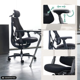 Reposabrazos 4D de la silla alta gama LiberNovo Omni en negro de Libernovo (imagen generada por IA)