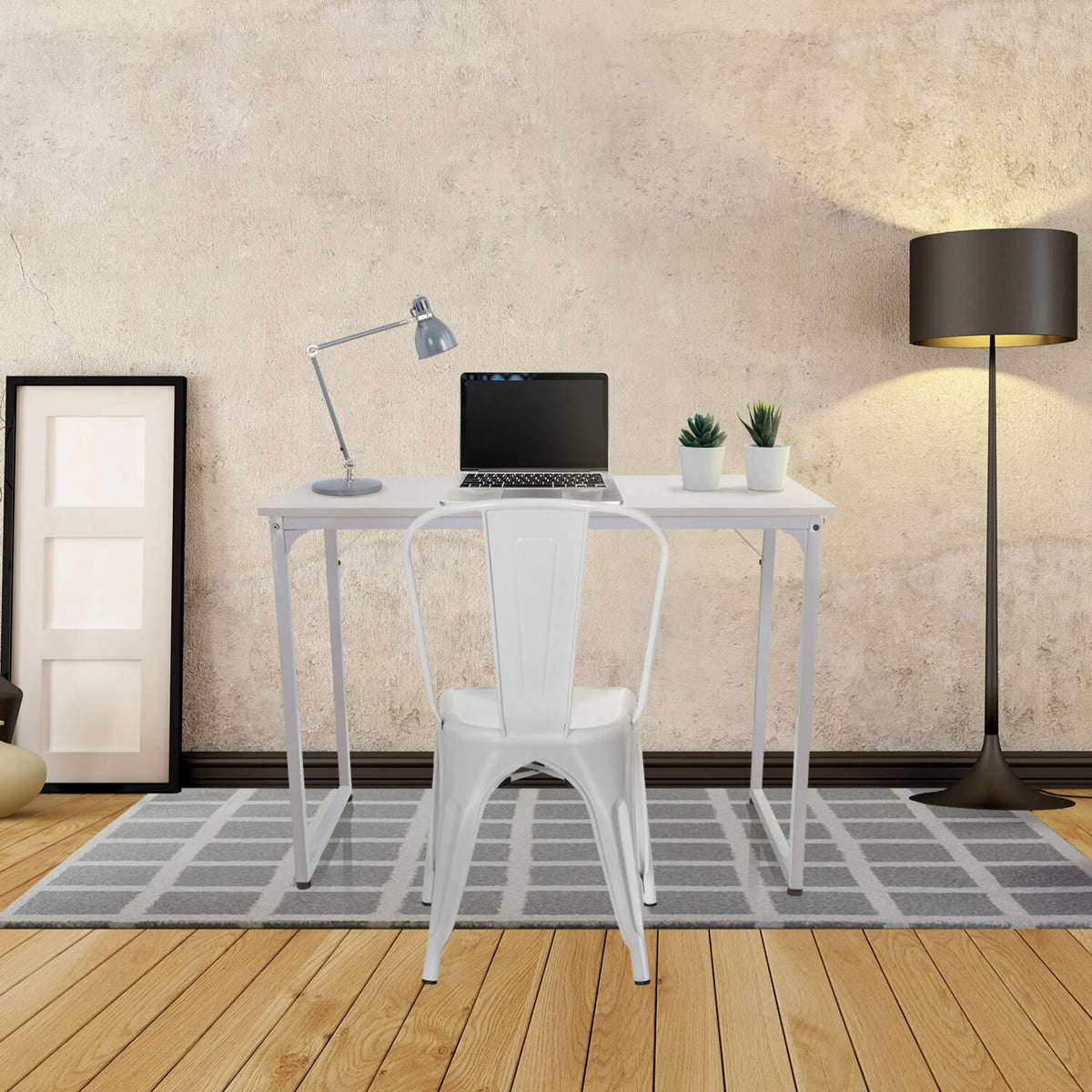Escritorio WORKSPACE I blanco de 100 × 50 cm con una silla a juego de hjh OFFICE