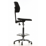 Silla de mostrador TOP WORK 11 negra con reposapiés y base de cinco radios de hjh OFFICE – vista de 360° (vista lateral 100°)