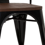 Asiento de madera y estructura de metal negro de la silla de comedor VANTAGGIO COMFORT W de hjh OFFICE