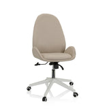 Silla Home Office AVEA I en color beige con reposabrazos y base blanca de cinco ruedas de hjh OFFICE – vista de 360° (vista frontal 20°)