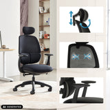 Silla de oficina profesional RI-COVER en negro con reposacabezas y reposabrazos ajustables de hjh OFFICE (imagen generada por IA)