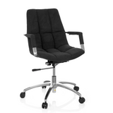 Silla Home Office SARANTO negra con tapizado de tela y base de cinco ruedas de hjh OFFICE – vista de 360° (vista frontal 20°)