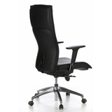 Sillón de alta gama MURANO 20 negro con reposabrazos y base de cinco ruedas de hjh OFFICE – vista de 360° (vista trasera en diagonal 120°)