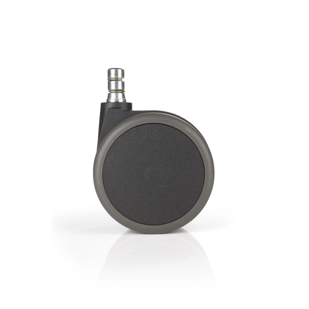 Ruedas para sillas 5x ROLO No-Noise 11mm/75mm negras para suelos duros con pin de metal plateado de hjh OFFICE – vista de 360° (vista frontal 0°)
