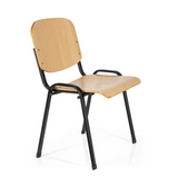 Silla de cuatro patas XT 600 SW H con asiento y respaldo de haya y estructura negra de hjh OFFICE – vista de 360° (vista frontal en diagonal 60°)