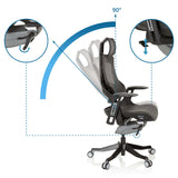 Respaldo ajustable con inclinación de 90 grados de la Silla de oficina profesional SPEKTRE BLACK de hjh OFFICE