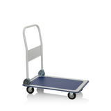 carretilla de transporte CARRY azul y blanca con asa plegable y cuatro ruedas de hjh OFFICE – vista de 360° (vista frontal 0°)