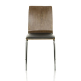 Silla de confidente negra PERIA con respaldo de madera marrón y patas cromadas de hjh OFFICE – vista de 360° (vista frontal 0°)