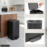Papelera Clean Step 4 negra con pedal, cubo interior y protección contra huellas de hjh OFFICE (imagen generada por IA)