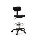 Silla de mostrador TOP WORK 05 negra con reposapiés y base de cinco ruedas de hjh OFFICE – vista de 360° (vista frontal 20°)