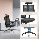 Silla de oficina profesional SPINIO PRO en negro con respaldo de malla, asiento y base regulable en altura de hjh OFFICE
