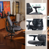 Reposabrazos multirregulables de la silla de oficina LiberNovo Maxis Airflow en grafito de Libernovo