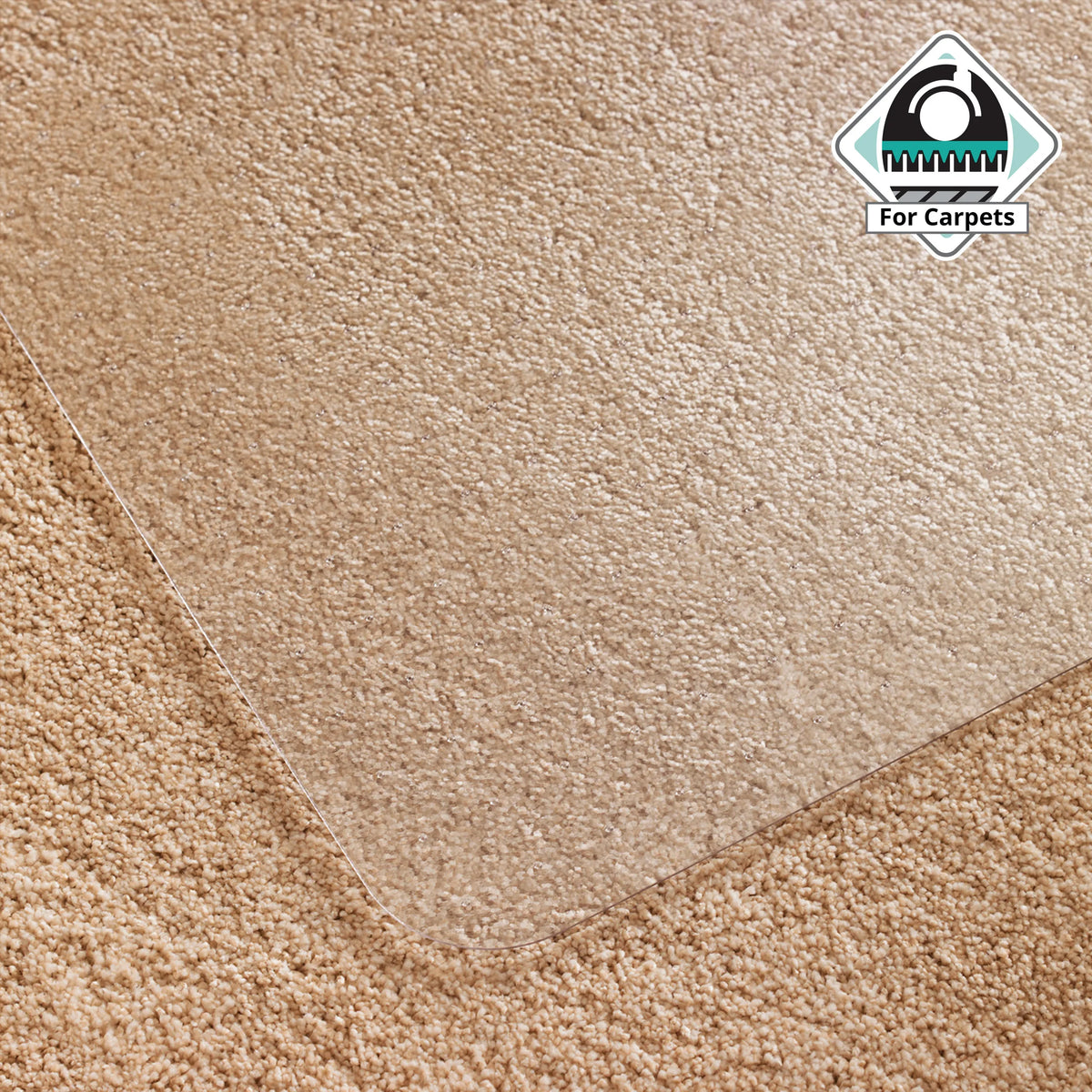 Alfombrilla transparente ULTIMAT II de policarbonato sobre una moqueta de Floortex