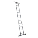Escalera plegable SOLID W3 de aluminio plateada con doce peldaños de hjh OFFICE – vista de 360° (vista trasera en diagonal 216°)
