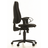 Silla de oficina profesional SYDNEY PRO negra con reposabrazos y base de cinco ruedas de Topstar – vista de 360° (vista lateral 80°)