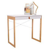Escritorio blanco TAROLO II con un cajón y estructura de bambú de hjh LIVING