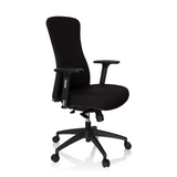Silla de oficina profesional OFFICE XT PRO negra con reposabrazos y base de cinco ruedas de hjh OFFICE – vista de 360° (vista frontal en diagonal 60°)