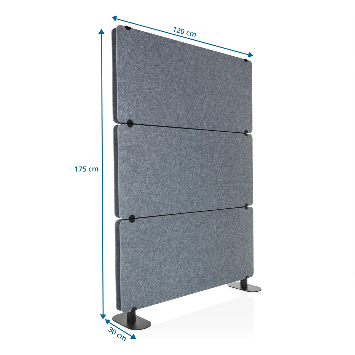 Dibujo dimensional del separador FLEXMIUT EXTEND de 175 × 120 cm de hjh OFFICE