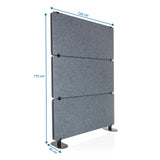 Dibujo dimensional del separador FLEXMIUT EXTEND de 175 × 120 cm de hjh OFFICE
