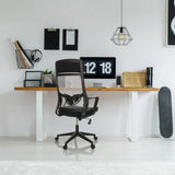 Silla Home Office NEKEO negra con respaldo de malla y reposabrazos de hjh OFFICE