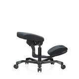 Silla ergonómica de rodillas EvoShift en negro con asiento y soporte para rodillas acolchados sobre base de cinco radios con ruedas de hjh OFFICE