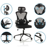 Silla de oficina profesional ARIGANO en color negro con reposacabezas, reposabrazos y soporte lumbar ajustables de hjh OFFICE