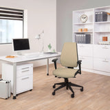 Silla de oficina profesional PRO-TEC 500 en color beige con reposabrazos ajustables y base con ruedas de hjh OFFICE