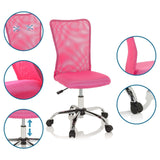 Silla giratoria para niños KIDDY NET I en rosa con respaldo de malla, altura ajustable y base brillante con ruedas de hjh OFFICE