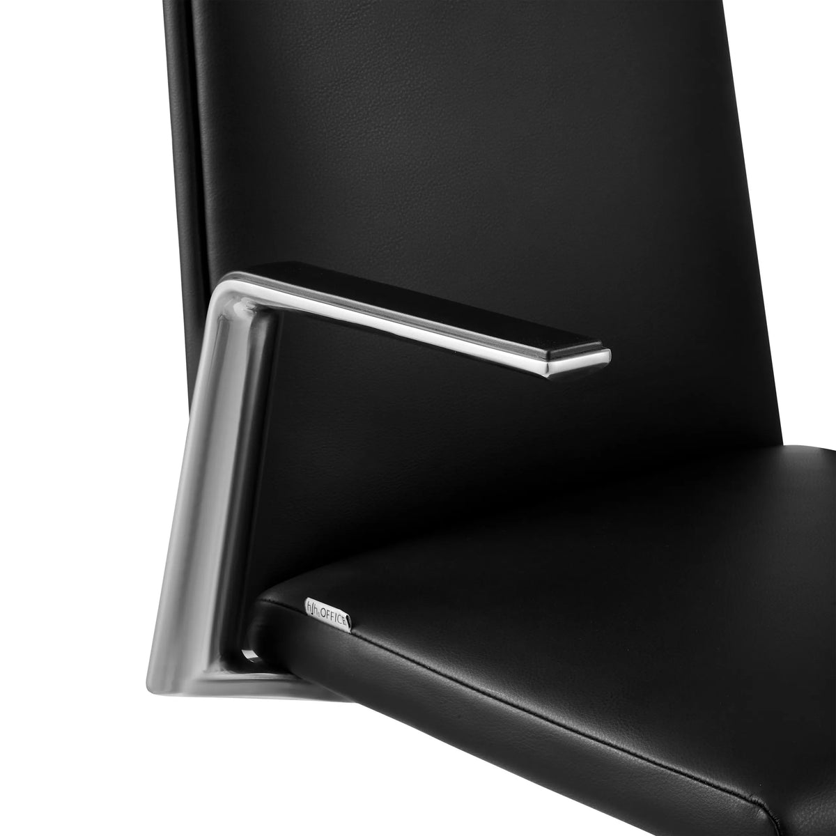 Reposabrazos cromado de la silla de confidente AMBASSADO V con tapicería de cuero negro de hjh OFFICE