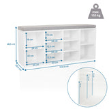 Dibujo dimensional del Armario zapatero ESTHA 10 con 103,5 × 48,5 cm y una capacidad de carga de 150 kg de hjh LIVING