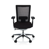 Silla alta gama NOVA PRO ALU negra con respaldo de malla y base de cinco ruedas de hjh OFFICE – vista de 360° (vista frontal 0°)
