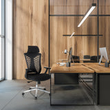 Silla de oficina profesional FALEO B negra con respaldo de malla y reposabrazos de hjh OFFICE