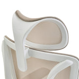 Reposacabezas con funda de malla beige y marco blanco de la Silla de oficina profesional ERGOMY W de MyBuero