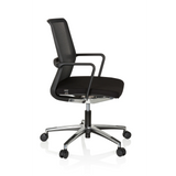 Silla de oficina profesional MOVE-TEC NET 3D negra con respaldo de malla y base de cinco ruedas de hjh OFFICE – vista de 360° (vista lateral 80°)