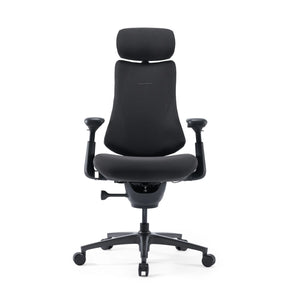 High-End-Bürostuhl LiberNovo Omni Pro in Dunkelgrau mit Kopfstütze und verstellbaren Armlehnen von Libernovo