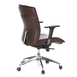 Sillón de alta gama MURANO 10 marrón oscuro con reposabrazos y base de cinco ruedas de hjh OFFICE – vista de 360° (vista trasera en diagonal 120°)