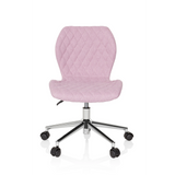 Silla giratoria para niños JOY II rosa con efecto acolchado y base de cinco ruedas de hjh OFFICE – vista de 360° (vista frontal 0°)