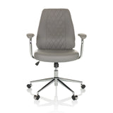 Sillón de oficina Home Office THEO I gris con respaldo acolchado y base de cinco ruedas de hjh OFFICE – vista de 360° (vista frontal 0°)
