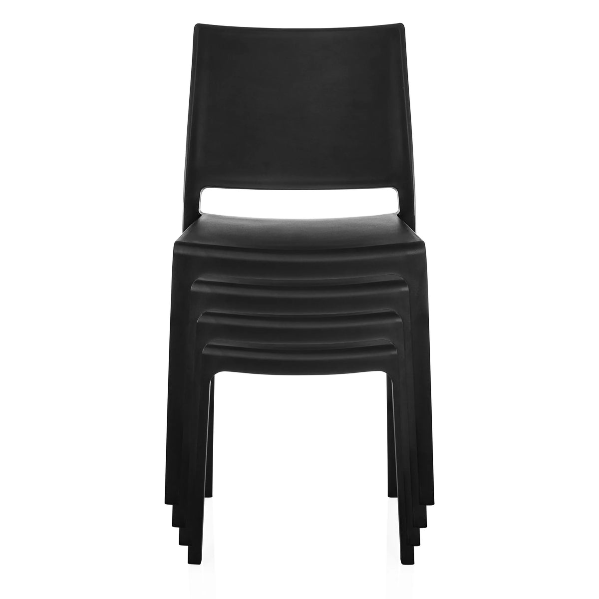 Pila de cuatro sillas de exterior negras T37 V 4 de hjh LIVING