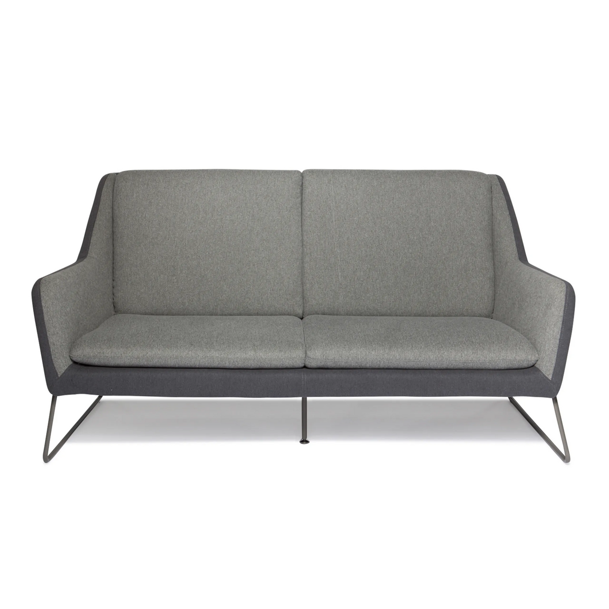 Hellgraues Loungesofa LAGUN mit dunkelgrauen Akzenten und schlanken Metallfüßen von hjh OFFICE – 360-Grad-Ansicht (Frontansicht 0°)