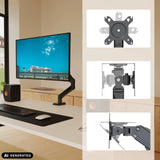 Soporte de monitor Ergomount GF1 con placa adaptadora VESA y mecanismos articulados de hjh OFFICE (imagen generada por IA)
