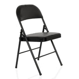 Silla plegable TUDELA H negra con tapicería de cuero sintético de hjh OFFICE – vista de 360° (vista frontal en diagonal 45°)