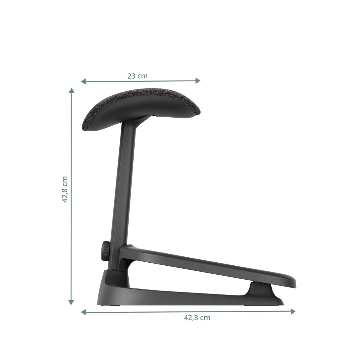 Dibujo dimensional del reposapiés LiberNovo Omni StepSync con una altura de 42,8 cm y una anchura de 42,3 cm de Libernovo
