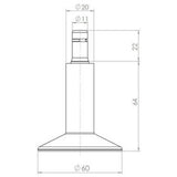 Dibujo técnico del deslizador para sillas 5 x STAND Nr. 12 con un diámetro de 60 mm de hjh OFFICE