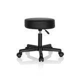 taburete giratorio negro OPERATOR I con asiento acolchado y base de cinco ruedas de hjh OFFICE – vista de 360° (vista frontal en diagonal 40°)